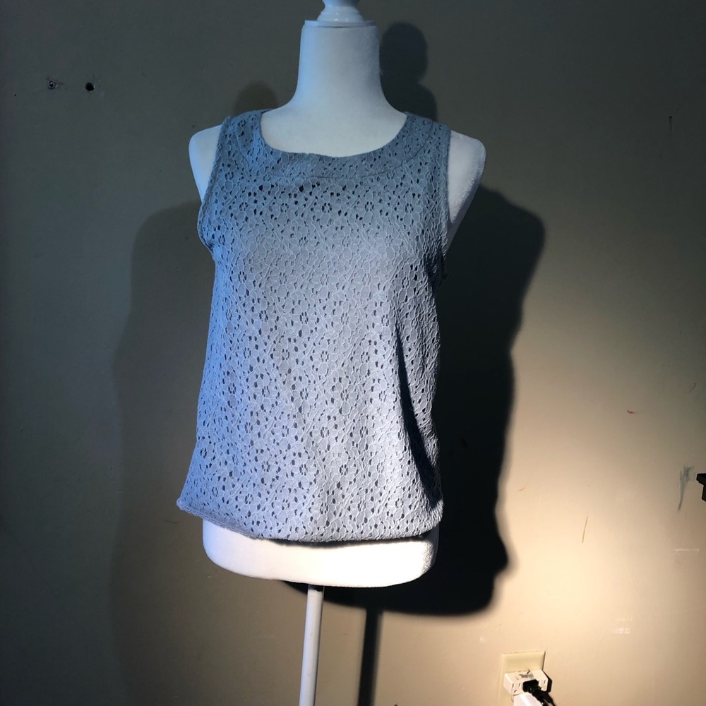 NWOT Light Blue Adam Levine Eyelet Sleeveless Blouse Size M